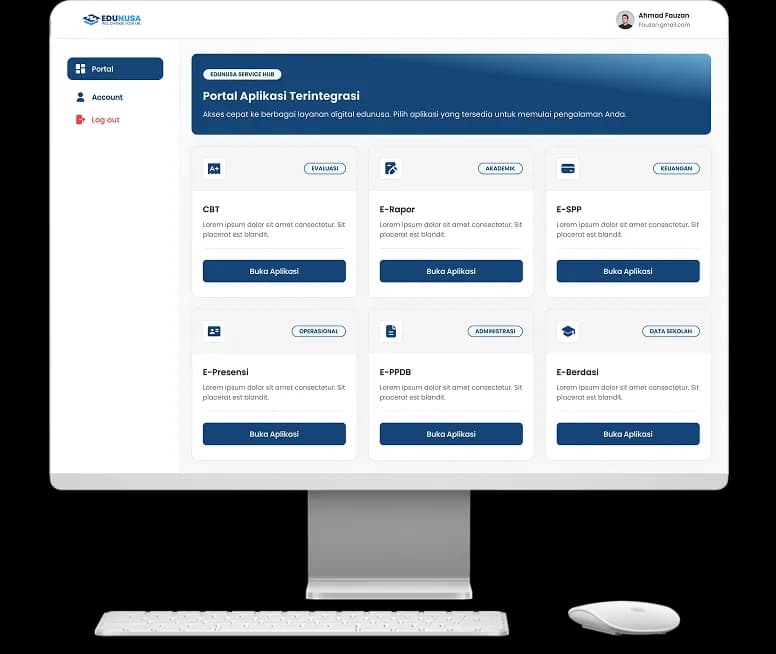 Tampilan dashboard Edunusa di layar monitor